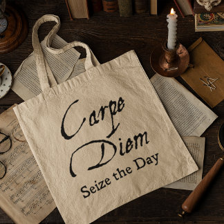 Vintage Dark Academia Carpe Diem Scholarly Latin Tote Bag