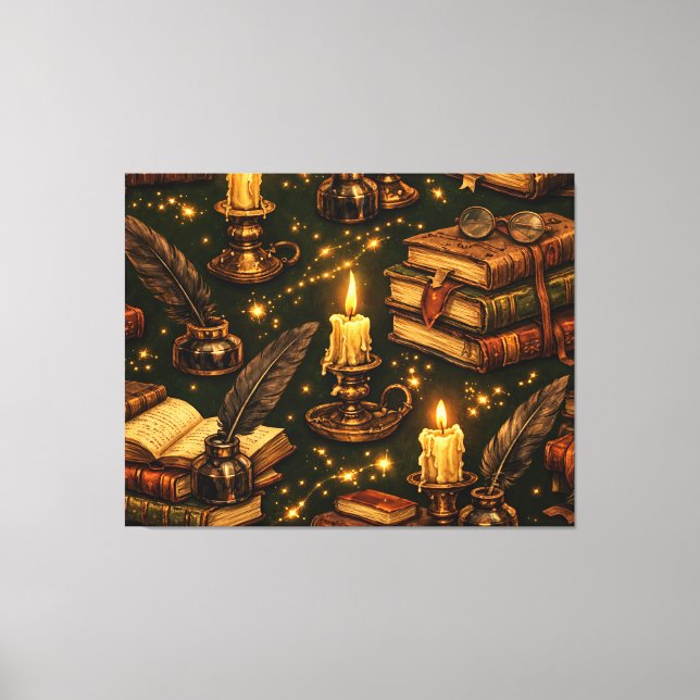 Vintage Dark Academia Magic Books  Canvas Print (Front)