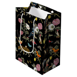 Vintage Dark Botanical Wild Animals in Forest Medium Gift Bag