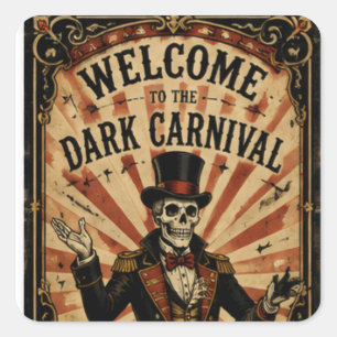 Vintage Dark Carnival Halloween Party Design Square Sticker