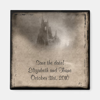 Vintage Dark Castle Gothic Save the Date Magnet