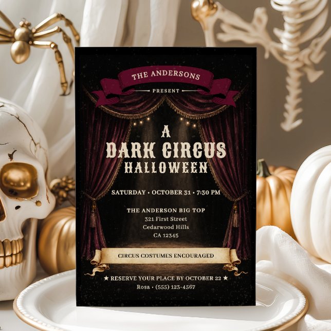 Vintage Dark Circus Halloween Party Invitation (Creator Uploaded)