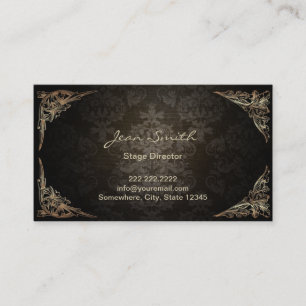 Vintage Dark Damask Stage Director Business Card