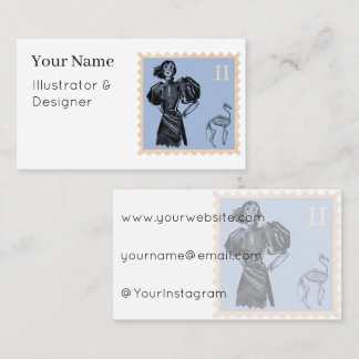 Vintage Dark Fashion & Skeleton Stamp Business Card