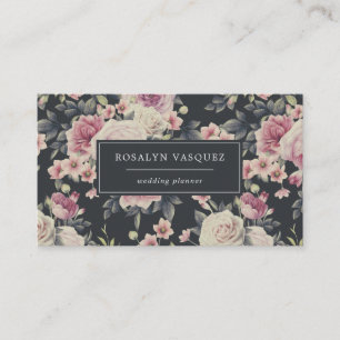 Vintage Dark Floral on Black Signature Business Card