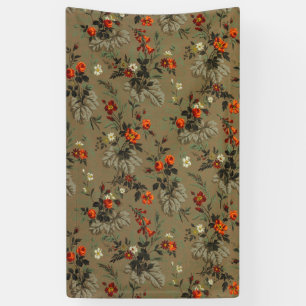 Vintage Dark Floral Orange Rose Botanical Pattern Banner
