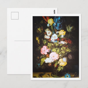 Vintage Dark Floral Postcard
