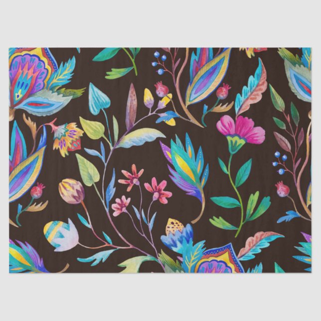 Vintage Dark Flowers Decoupage Tissue Paper (Front)