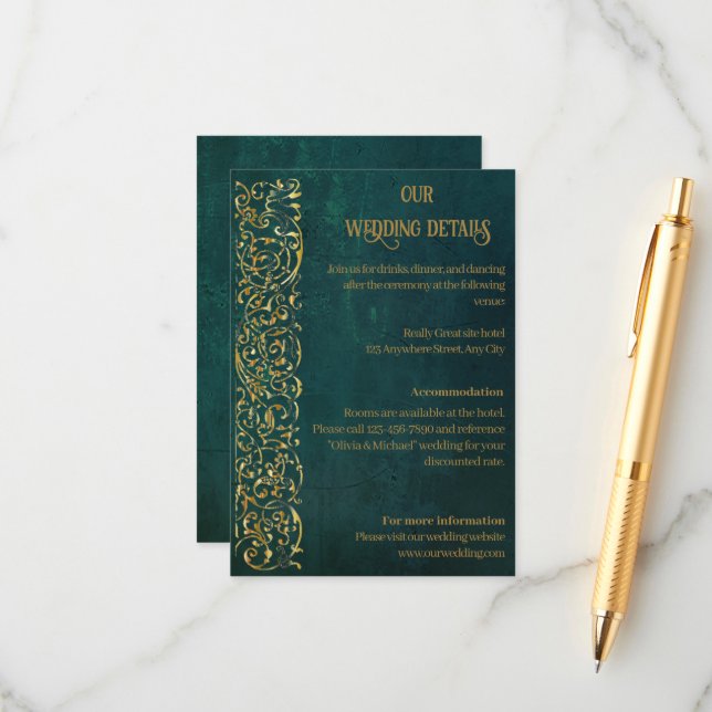 Vintage Dark Green Enclosure Card (Front/Back In Situ)