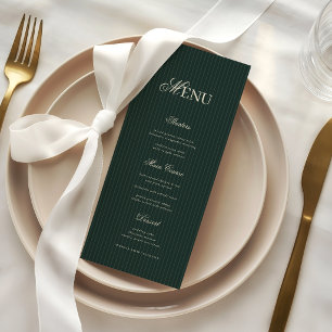 Vintage Dark Green & Ivory Stripes Retro Wedding Menu