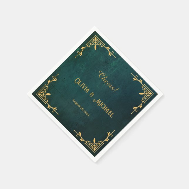 Vintage Dark Green  Napkin (Corner)