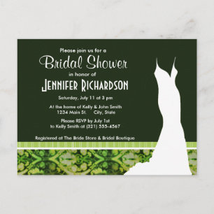 Vintage Dark Green Pattern Invitation Postcard