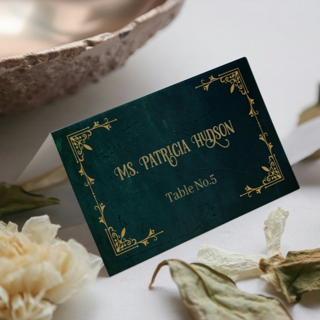Vintage Dark Green Place Card (Creator Uploaded)
