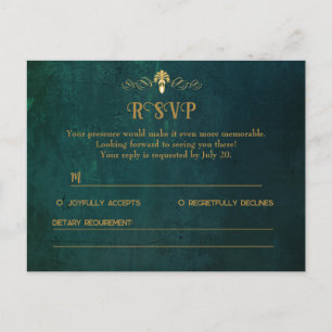 Vintage Dark Green RSVP Card