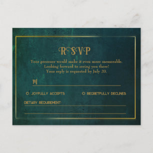 Vintage Dark Green RSVP Card
