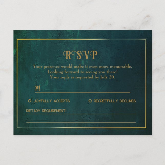 Vintage Dark Green RSVP Card (Front)