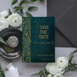 Vintage Dark Green Save The Date
