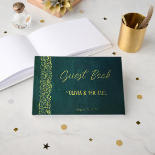 Vintage Dark Green Wedding Guest Book