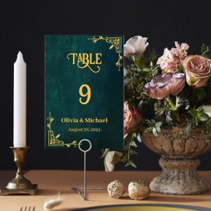 Vintage Dark Green Wedding Table Numbers