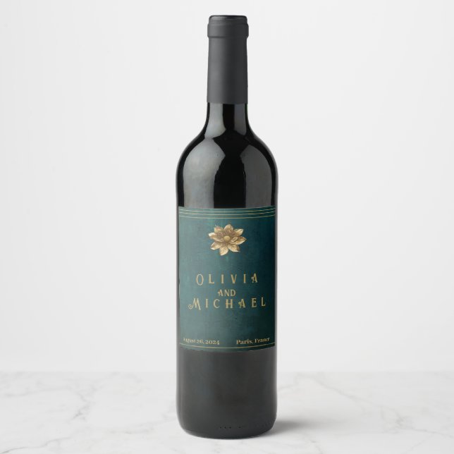 Vintage Dark Green Wine Label (Front)