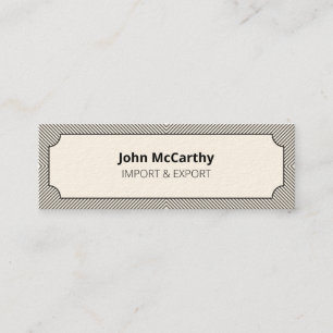 Vintage Dark Grey Beige Cartouche Stripes Pattern Mini Business Card