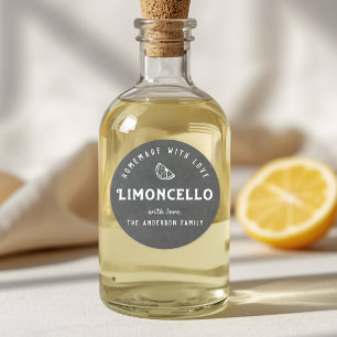Vintage Dark Grey Homemade Limoncello Gift Classic Round Sticker