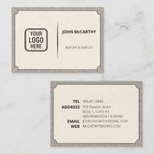 Vintage Dark Grey Logo Cartouche Stripes Pattern Business Card