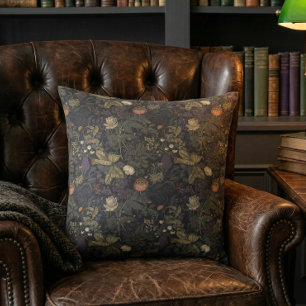 Vintage Dark Moody Floral William Morris Cushion