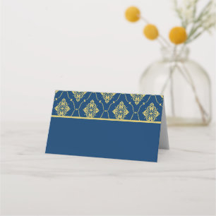 Vintage Dark Navy Gold Art Deco Wedding Place Card