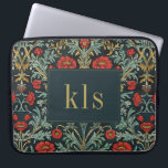 Vintage Dark Poppy William Morris Monogram Laptop Sleeve<br><div class="desc">This simple yet elegant design features a dark,  elegant William Morris inspired red poppy floral tapestry pattern. Protect your laptop or tablet in style. Add a name to personalise it. Makes a great Christmas or Mother's Day gift. Created by Simply Farmhouse Press.</div>