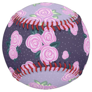 Vintage dark purple florals softball