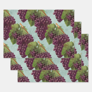 Vintage Dark Purple Grapes and Vines Wrapping Paper Sheet