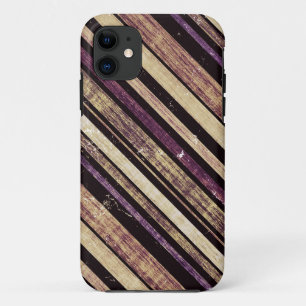 Vintage Dark Purple Stripes Pattern iPhone 11 Case