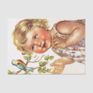 Vintage Darling Child with Bird Tissue Paper