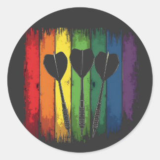Vintage Dart Design with LGBTQ Colours Vintage Classic Round Sticker