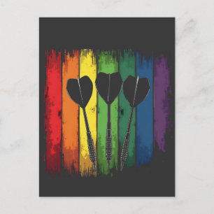 Vintage Dart Design with LGBTQ Colours Vintage Holiday Postcard