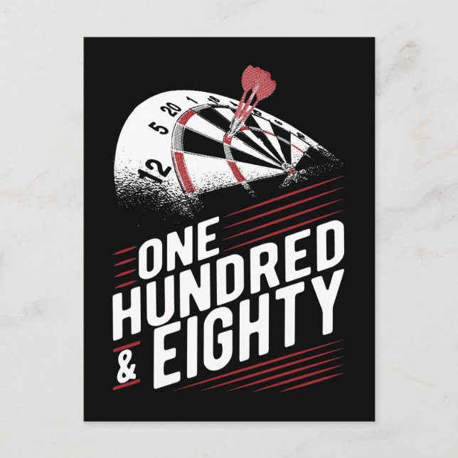 Vintage Dart Throwing Dartboard 180 Darts Postcard (Front)