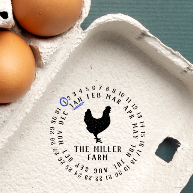 Vintage Date & Farm Name Personalized Egg Stamp (Creator Uploaded)