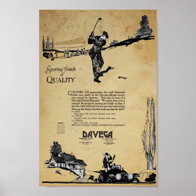 Vintage Davega Sporting Goods Ad Poster (Front)
