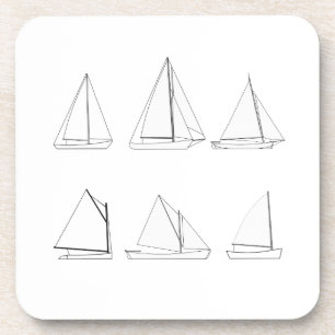 Vintage Day Sailing Sailboats Logo Coaster