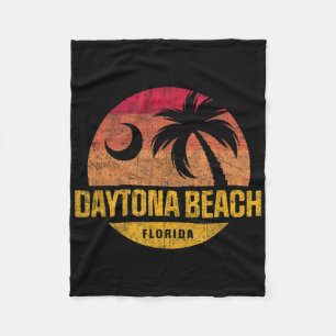 Vintage Daytona Beach Florida Palm Tree Sunset Vac Fleece Blanket
