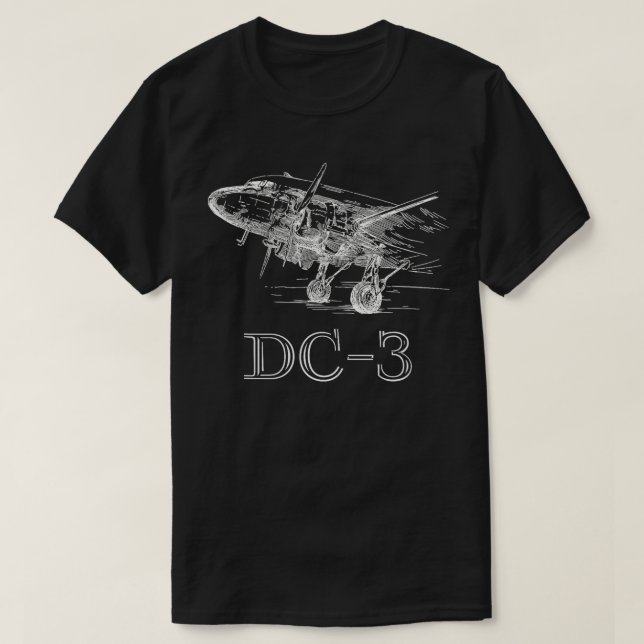 Vintage DC3 Sketched Aeroplane Plane Gift  T-Shirt (Design Front)