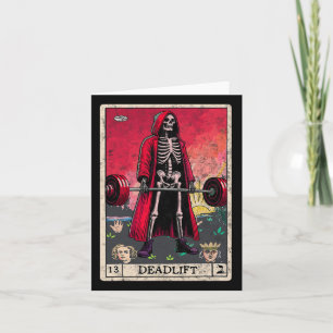 Vintage Deadlift Skeleton Halloween Gym Jokes Weig Card