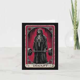 Vintage Deadlift Skeleton Halloween Gym Jokes Weig Card