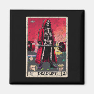 Vintage Deadlift Skeleton Halloween Gym Jokes Weig Magnet