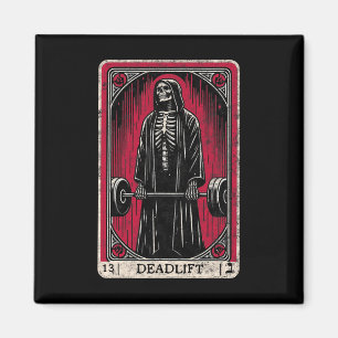 Vintage Deadlift Skeleton Halloween Gym Jokes Weig Magnet