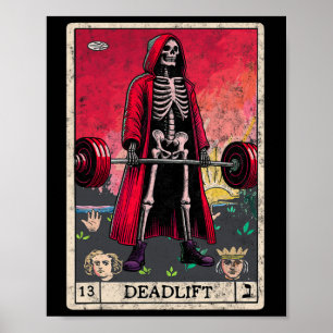 Vintage Deadlift Skeleton Halloween Gym Jokes Weig Poster