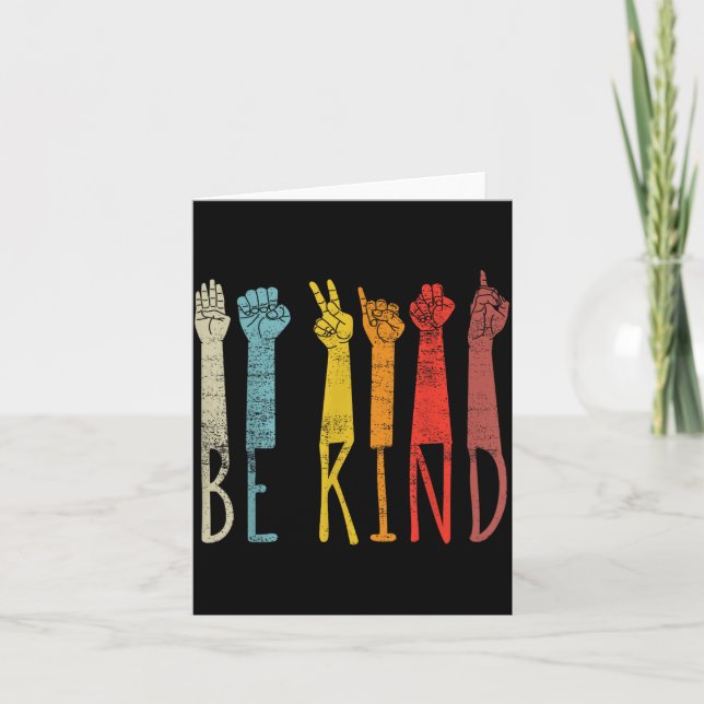 Vintage Deaf Awareness Month Kind ASL Card (Front)