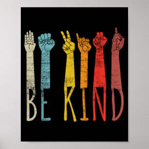 Vintage Deaf Awareness Month Kind ASL Poster