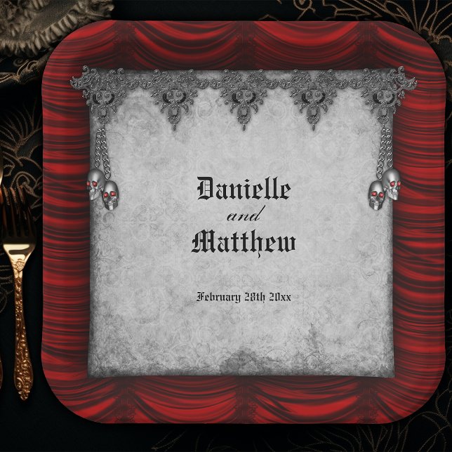 Vintage Decadence Old Parchment Gothic Wedding  Paper Plate (Creator Uploaded)